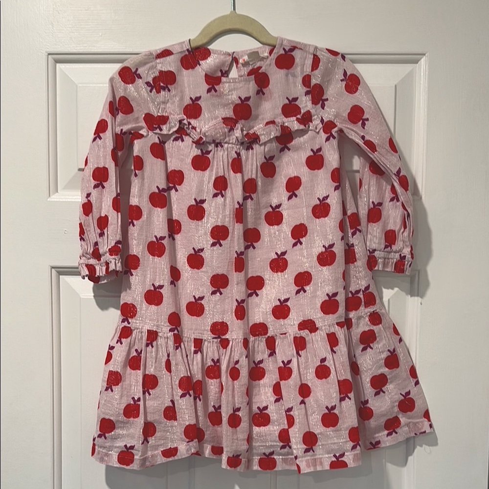Girls' Pink Apple Print Dress